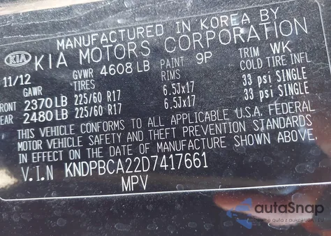 2013 Kia Sportage Lx z USA, uszkodzony, nr VIN KNDPBCA22D7417661